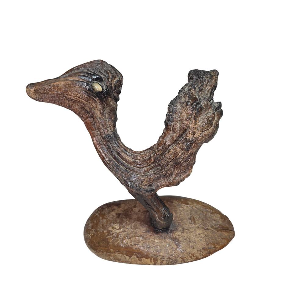 VINTAGE FOLK ART HANDCRAFTED BIRD ROOSTER WOOD DRIFTWOOD.ART DECOR ONE OF A KIND